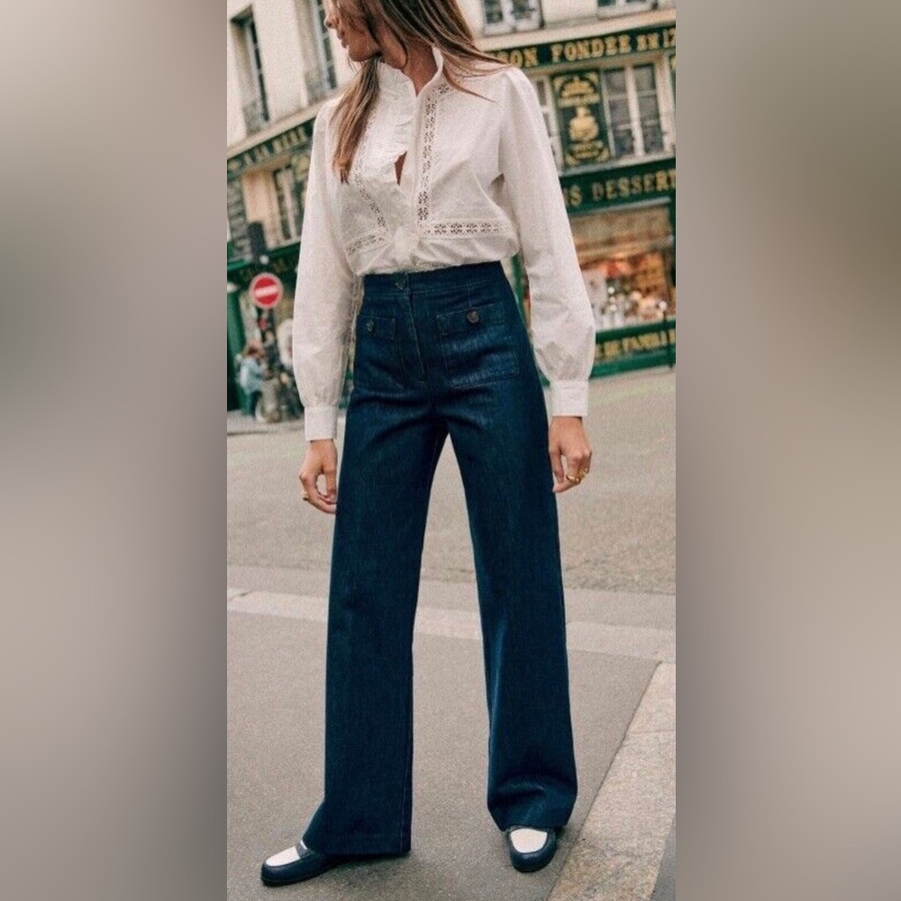 Sezane NWT Dan trousers jeans indigo size 36